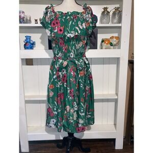 Eliza‎ J Green Floral Ruffle Spring Off Shoulder Dress Size 16W